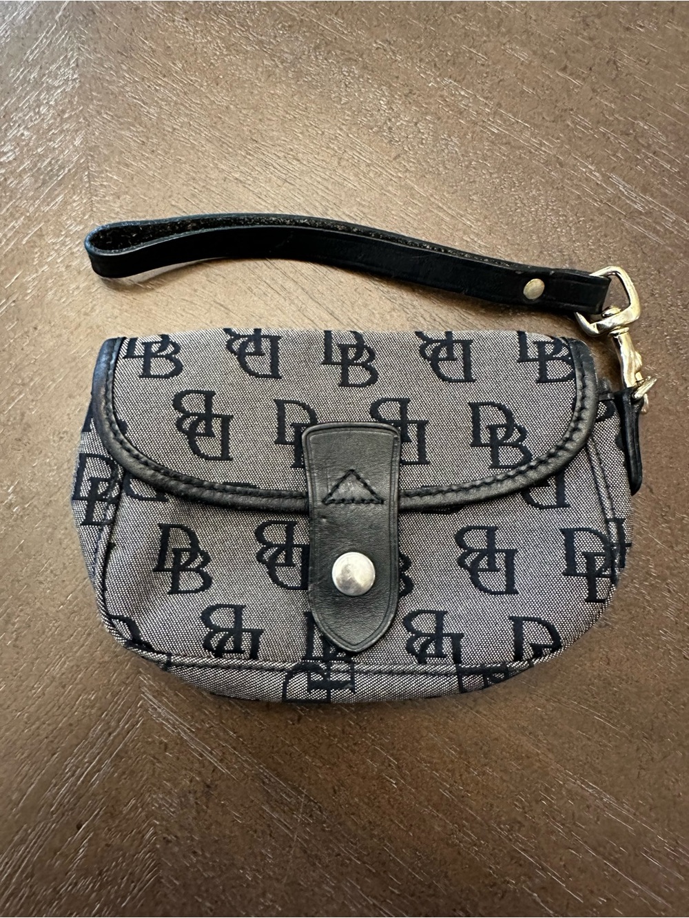 Dooney & Bourke Gray and Black Monogram Wristlet